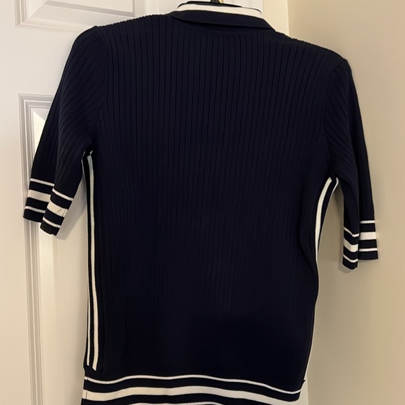 New Tory Burch sporty navy with white short sleeve sweater-SIZE S - Picture 3 of 4